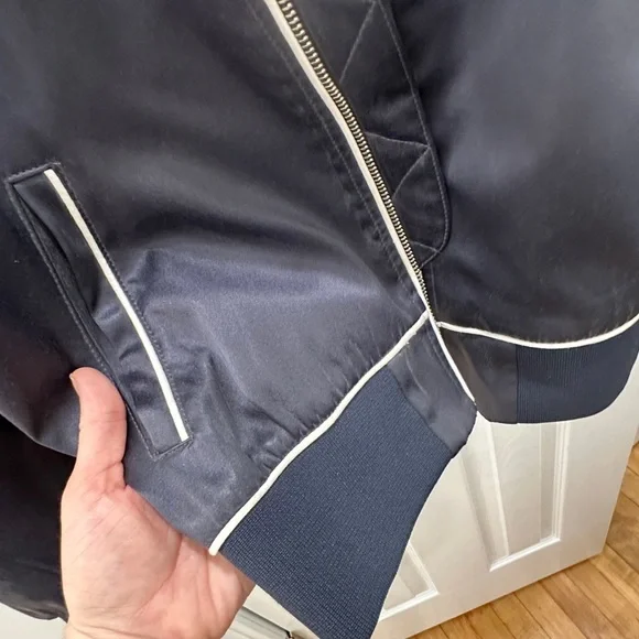 M.A.P. Navy Silk Bomber Jacket - Picture 5 of 11